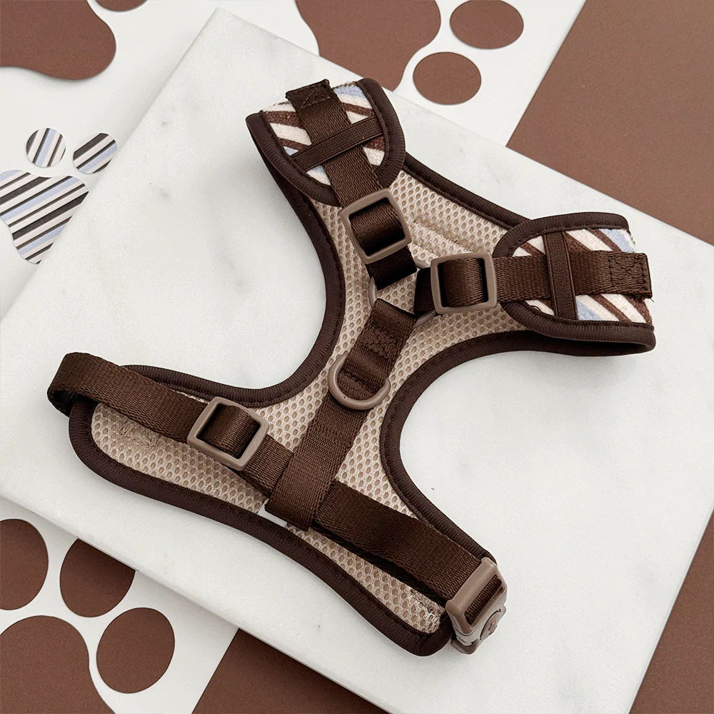 Brown & Blue Stripes Adjustable Neck HARNESS - Image 3