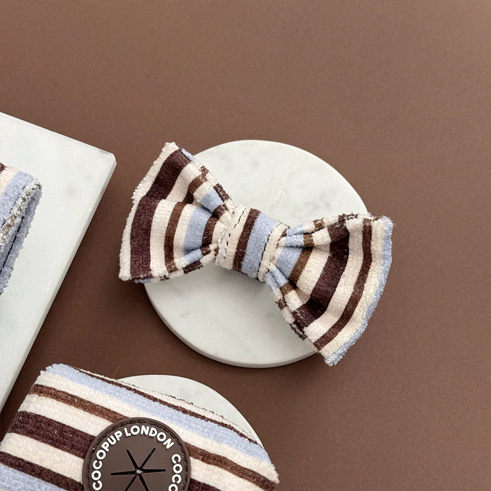 Brown & Blue Stripes Bow Tie - Image 2