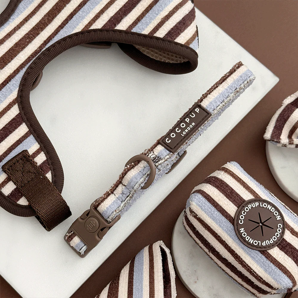Brown & Blue Stripes Adjustable Neck Harness, Lead & Collar Bundle - Image 5