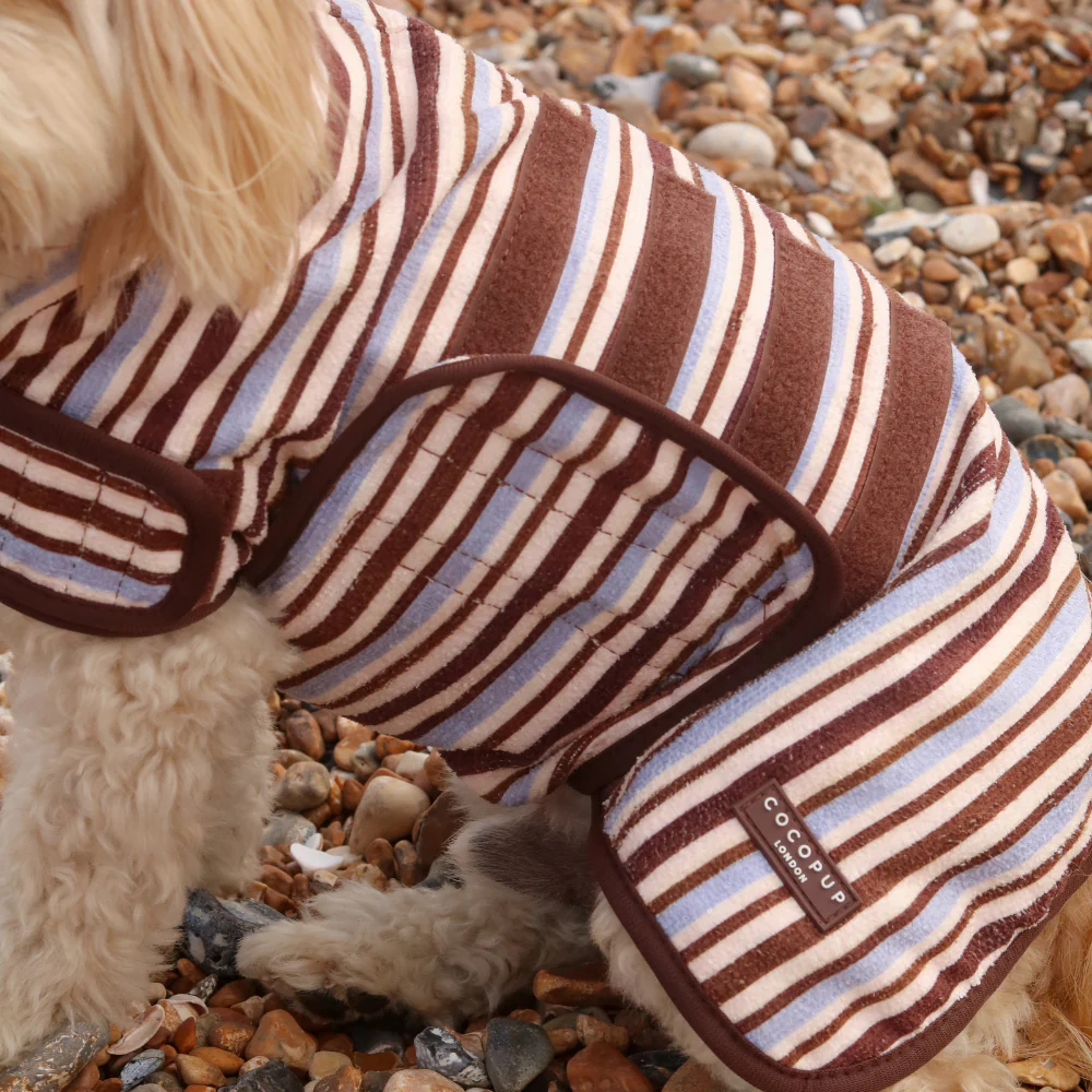 Brown & Blue Stripes Drying Robe - Image 9