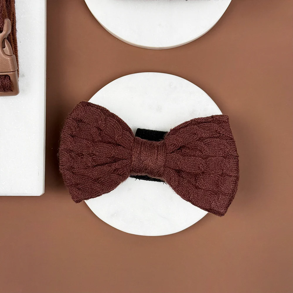 Cable Knit Bow Tie - Hot Coco - Image 2