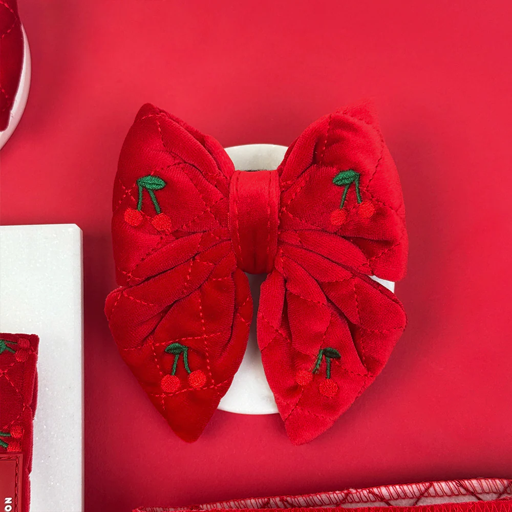 Cherry Velvet Crush Sailor Bow Tie - Image 2