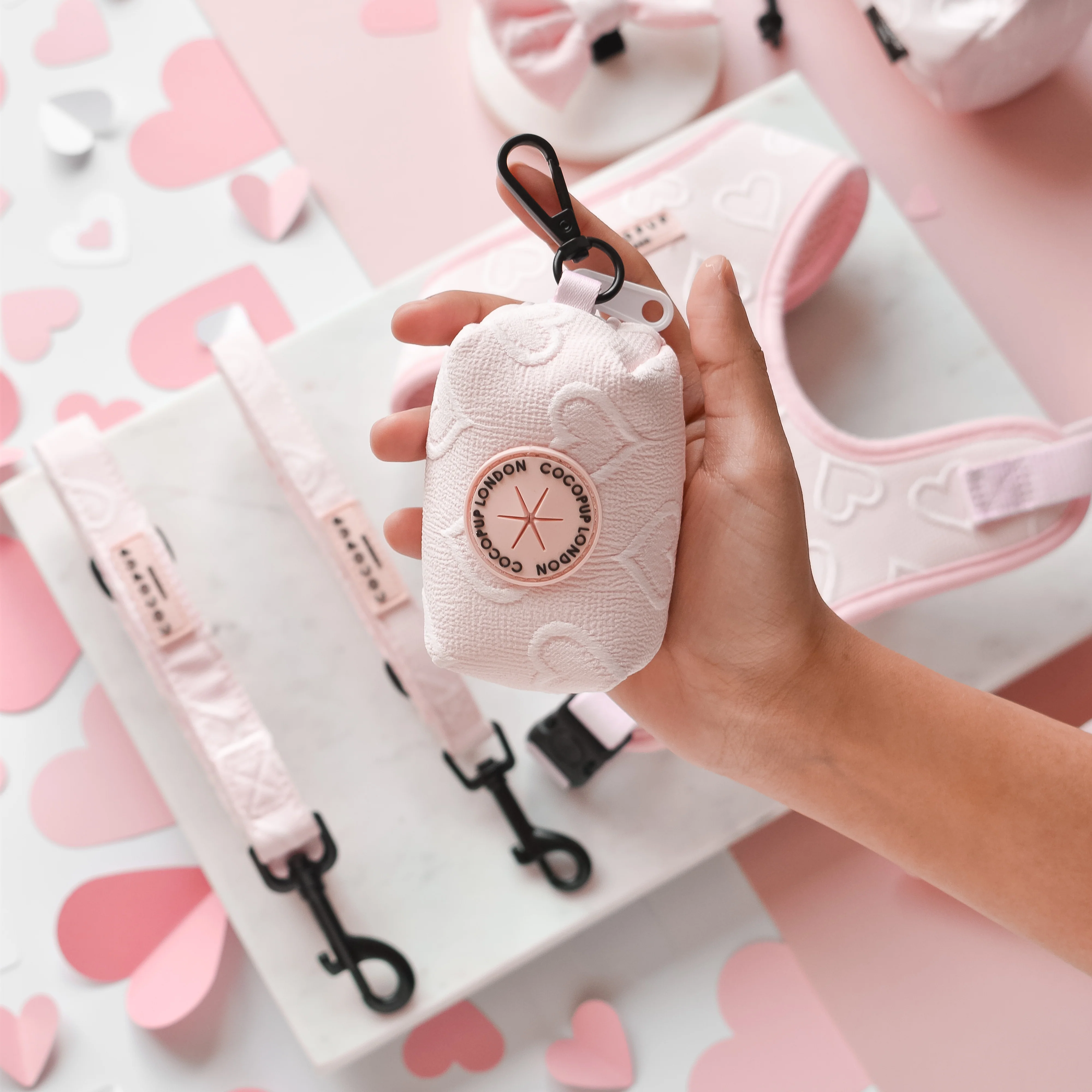 Luxe Poop Bag Holder - Baby Pink Heart - Image 2