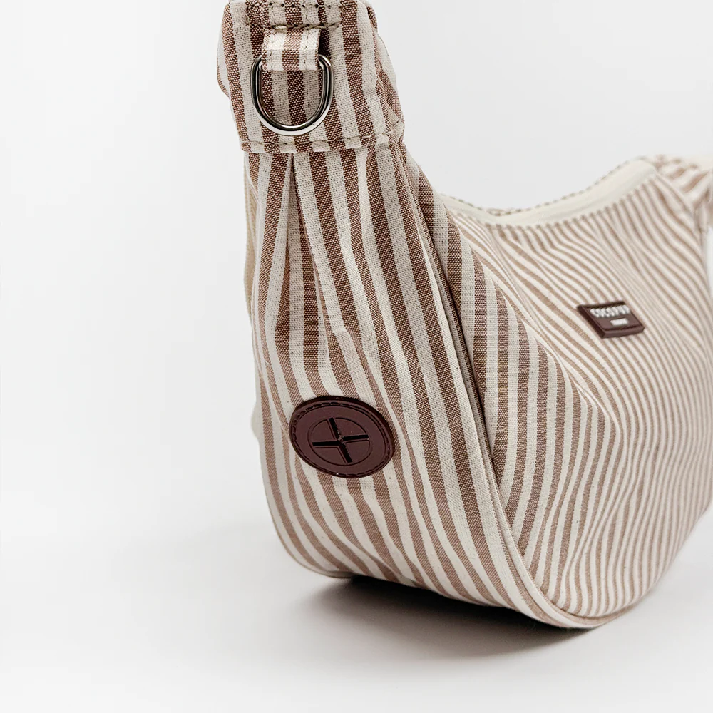 Crossbody Crescent Dog Walking Bag Bundle - London Linen Stripes - Image 3