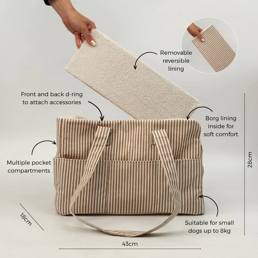 Dog Carrier - London Linen Stripes - Image 6