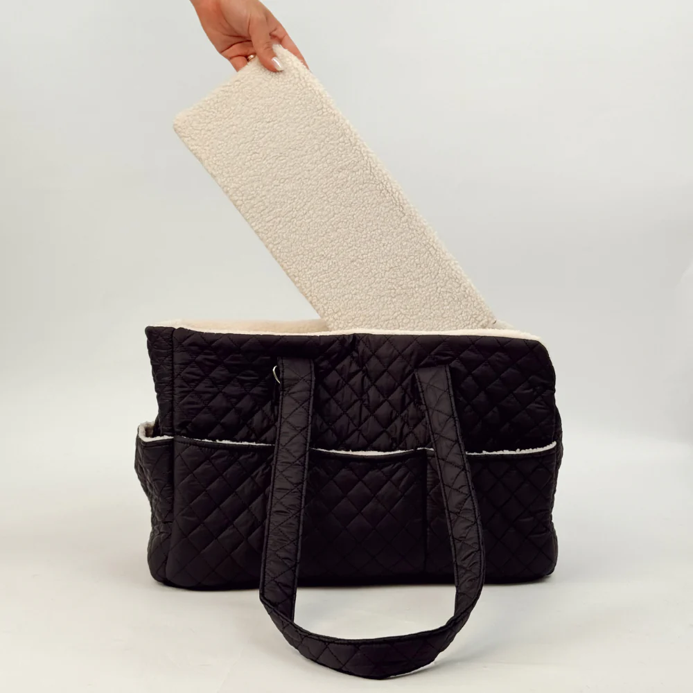 Dog Carrier - Quilted Black - Image 11