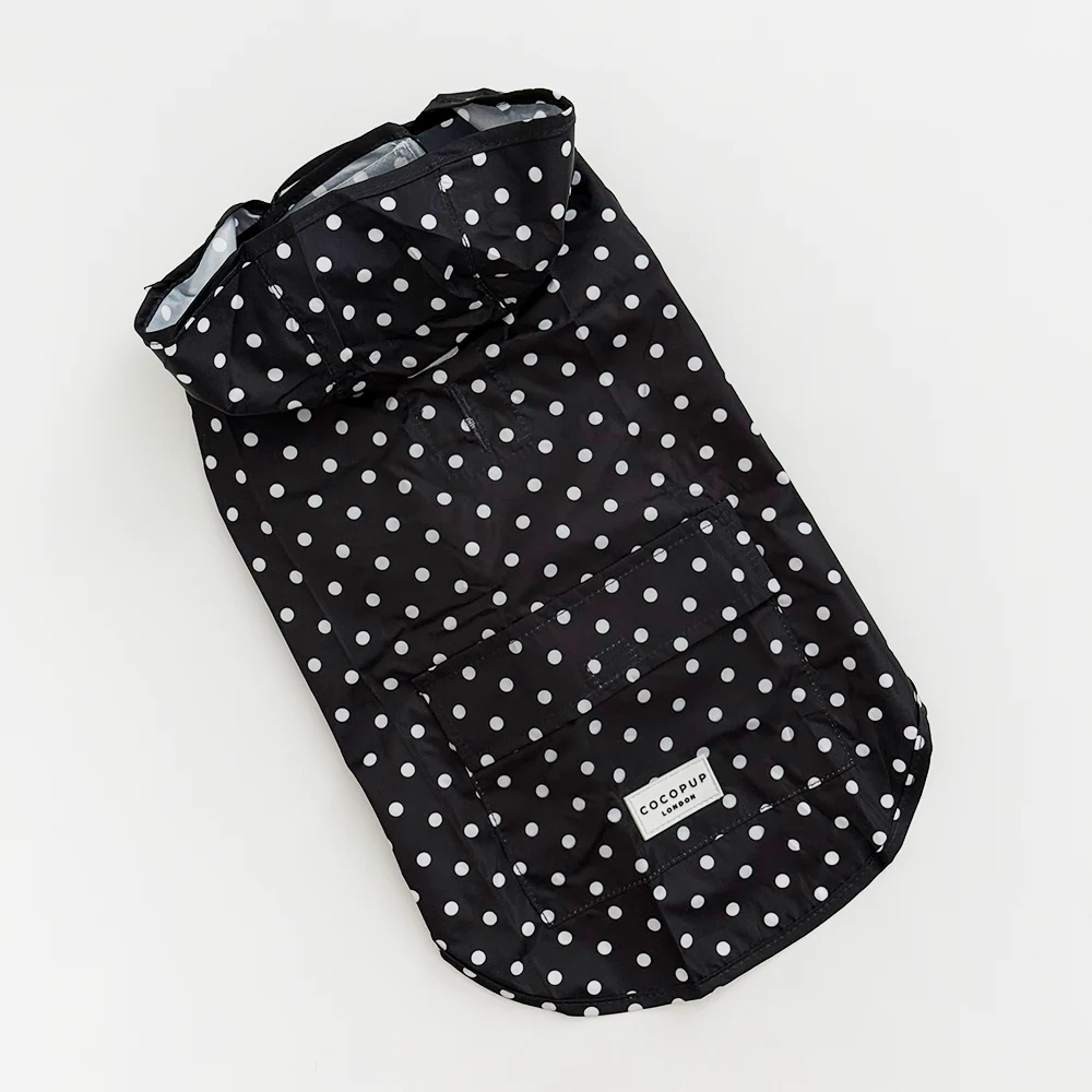 Dog Raincoat - Black Polka Dot - Image 2