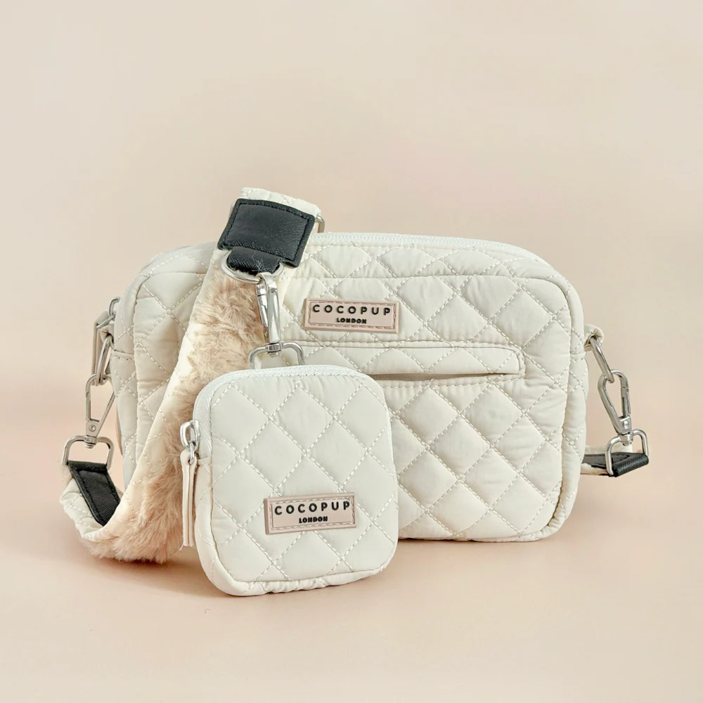 Cream Quilted Dog Walking Bag Bundle