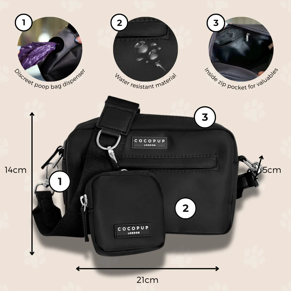 Dog Walking Bag Bundle - Plain Black - Image 2
