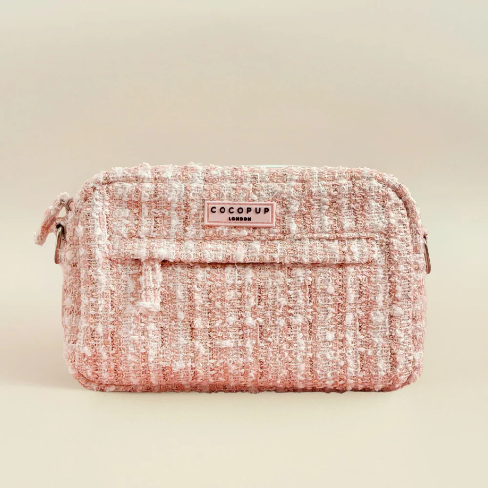 Dog Walking Bag - Pink Textured Tweed