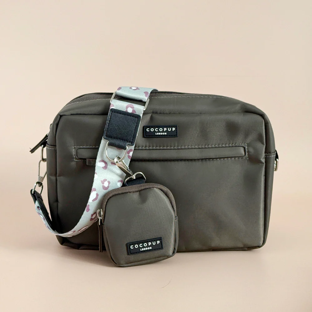 Large Dog Walking Mocha Bag Bundle - Sage Leopard