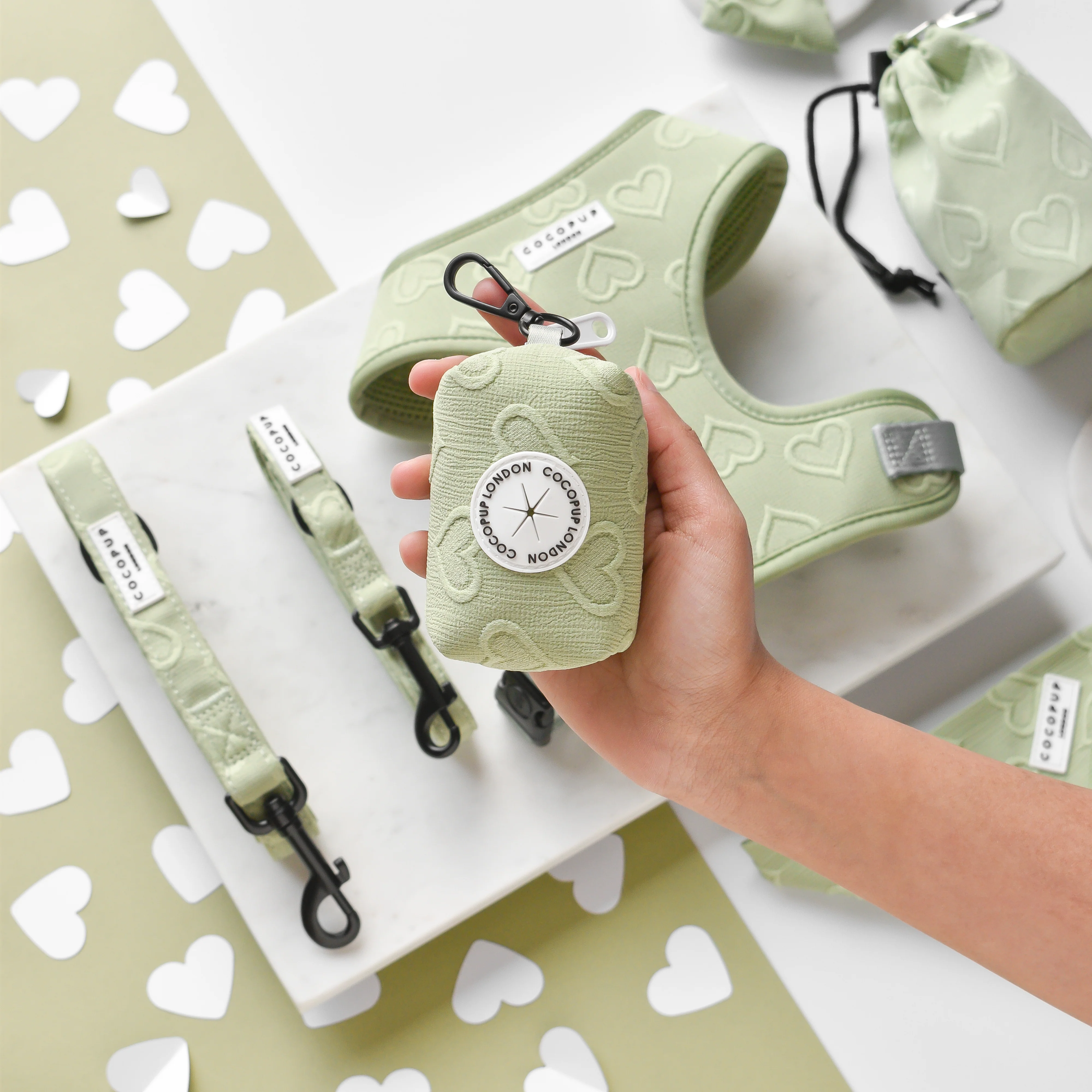 Luxe Poop Bag Holder - Sage Heart - Image 2