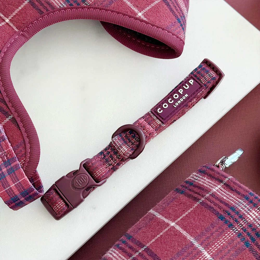 Mulberry Plaid Adjustable Neck Harness, Lead & Collar Bundle - Image 5