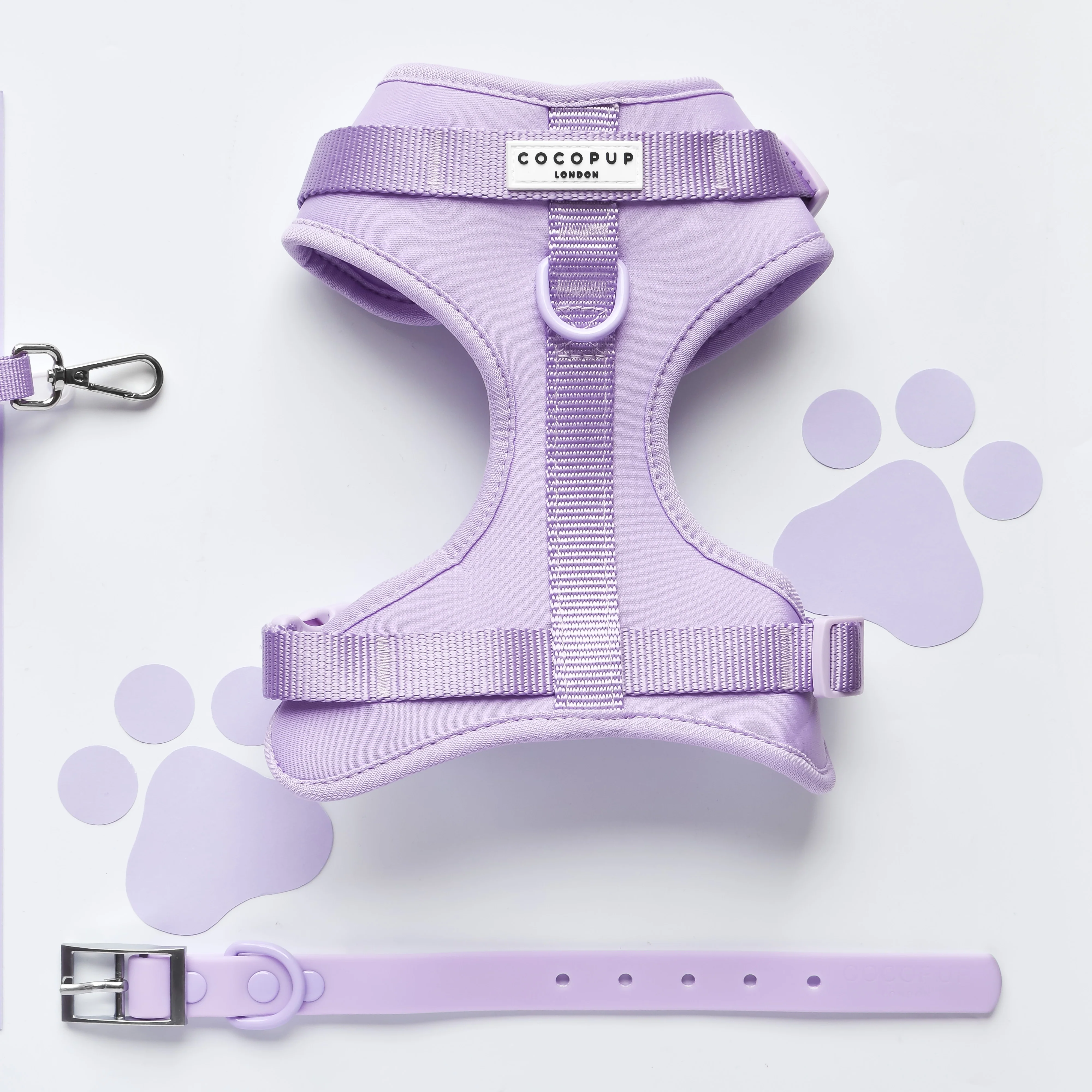 NAKD Adjustable Neck Harness, Lead, Collar & Poop Bag Holder Bundle - Parma Violets - Image 2