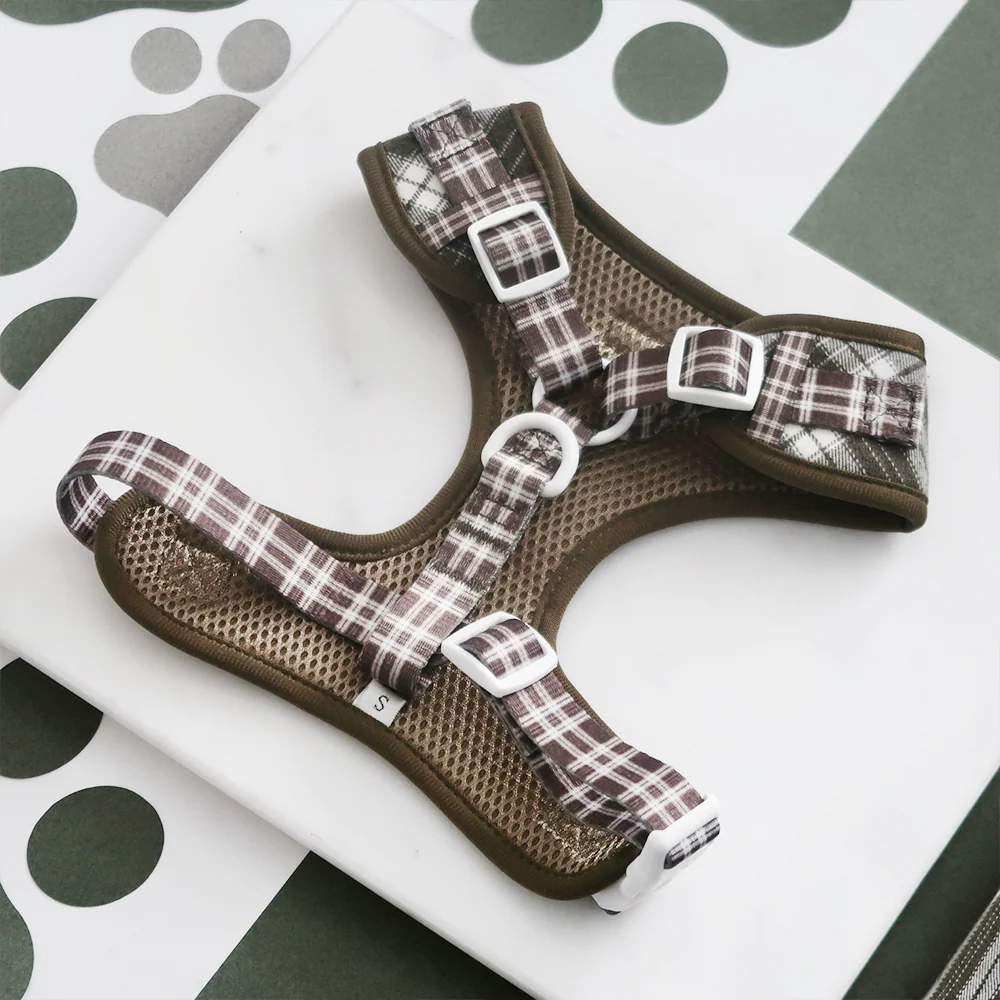 Olive Check Adjustable Neck HARNESS - Image 3