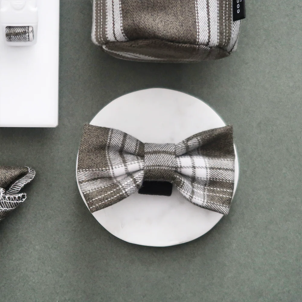 Olive Check Bow Tie - Image 2