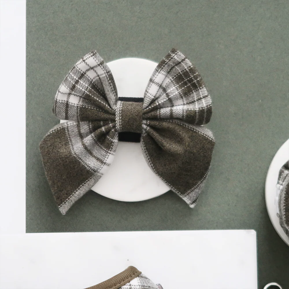 Olive Check Sailor Bow Tie - Image 2