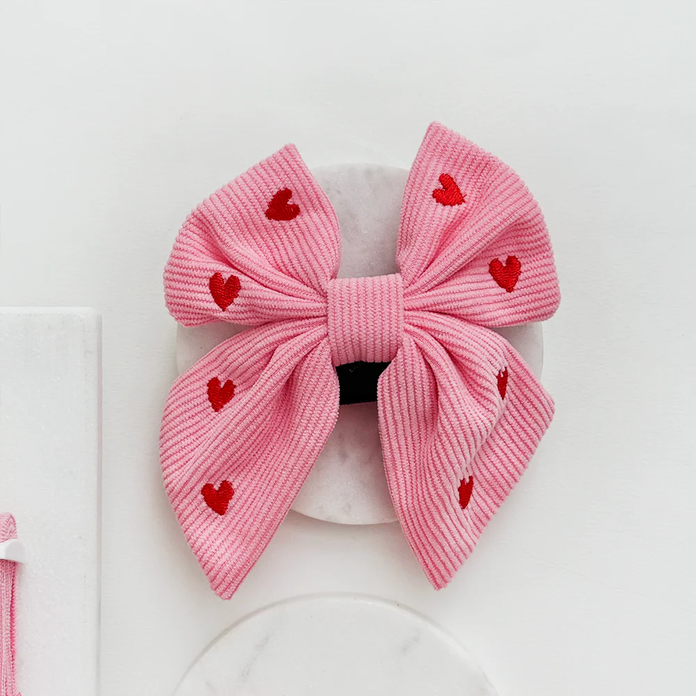 Pink Heartstrings Cord Sailor Bow Tie
