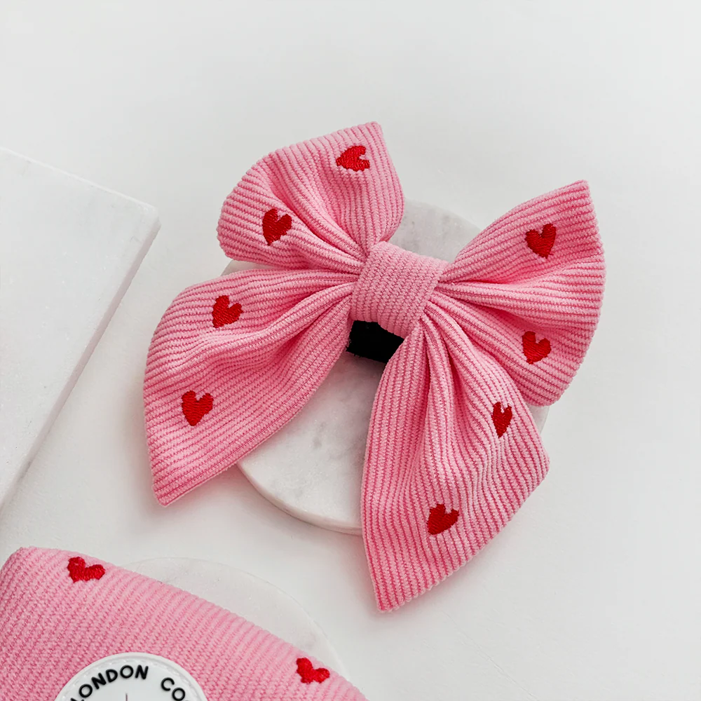 Pink Heartstrings Cord Sailor Bow Tie - Image 2