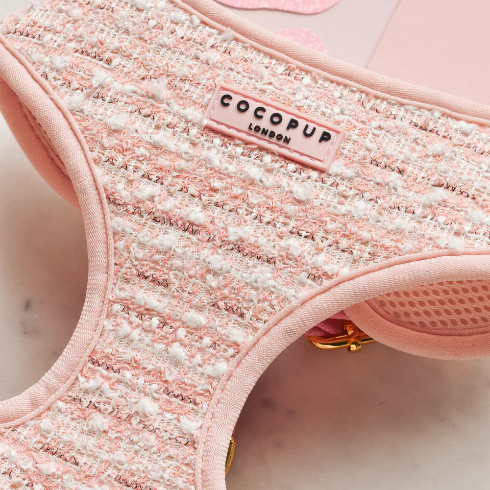 Pink Textured Tweed Adjustable Neck HARNESS - Image 2