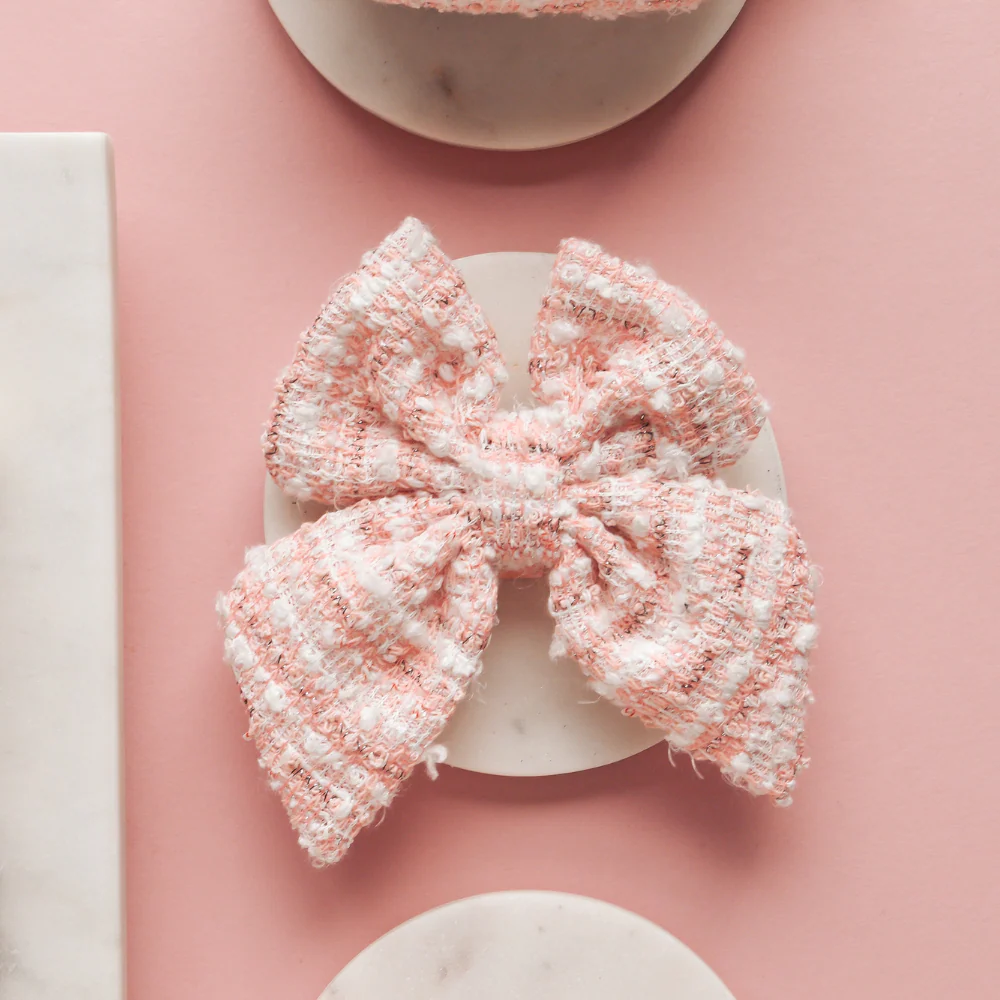 Pink Textured Tweed Sailor Bow Tie