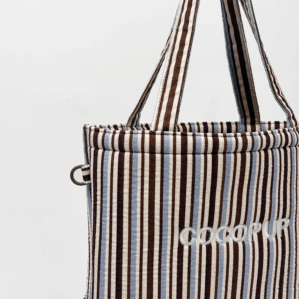 Tote Bag - Brown & Blue Stripes - Image 3
