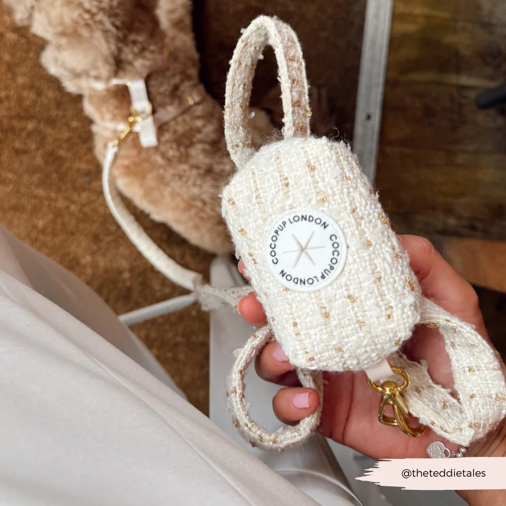 Vanilla Textured Tweed Poop Bag Holder - Image 5