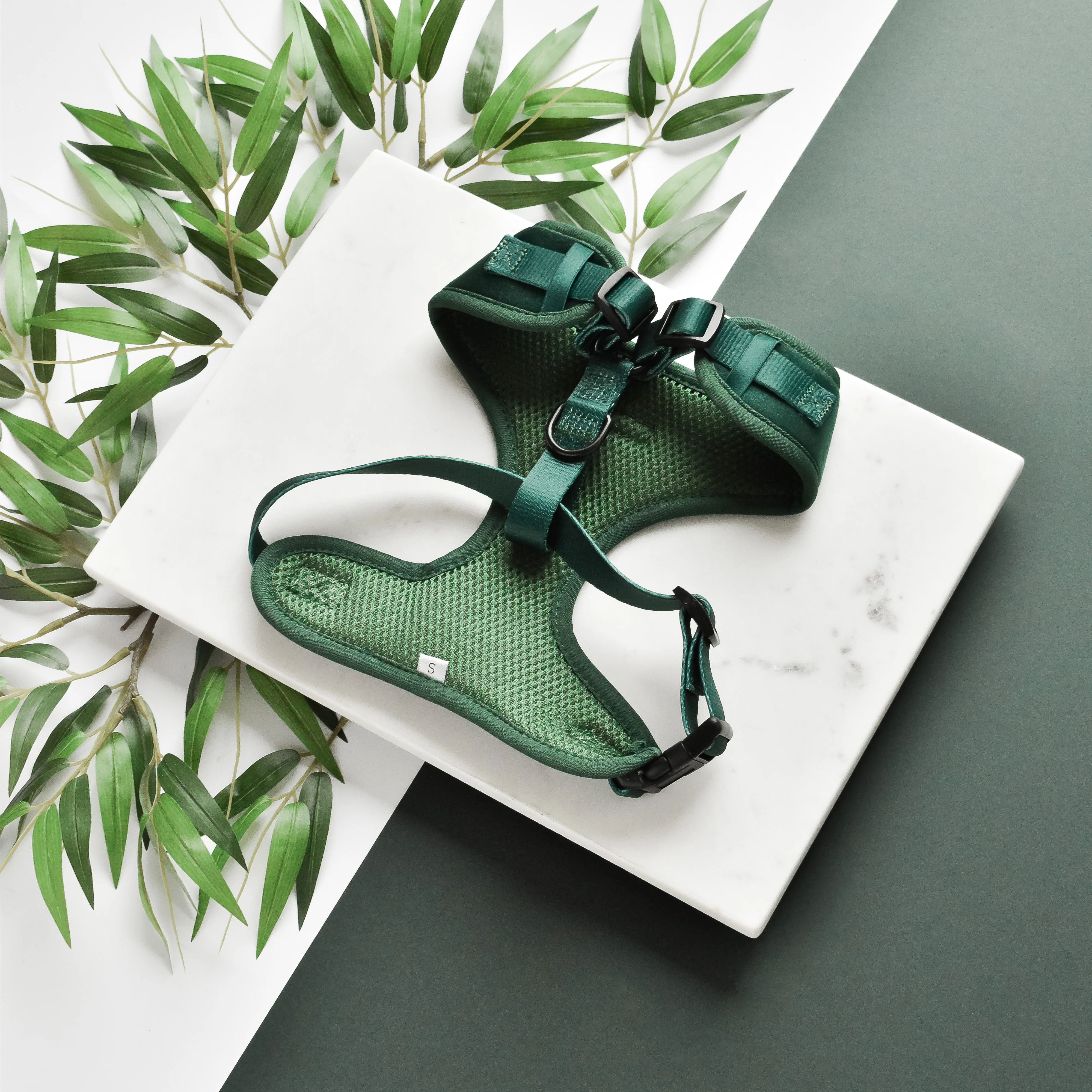LUXE Velvet Adjustable Neck HARNESS - Forest Green - Image 2