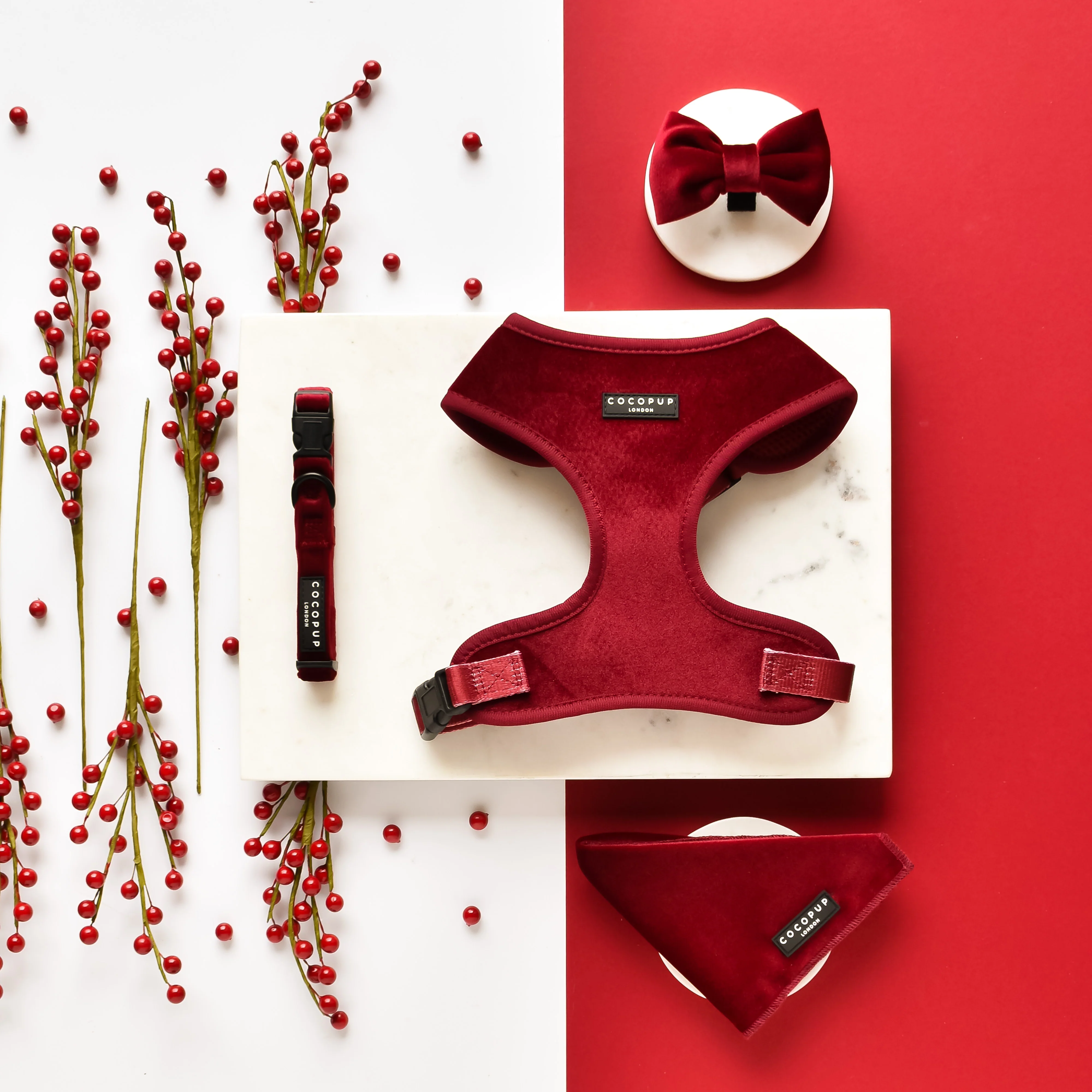 LUXE Velvet Bandana - Berry Red - Image 2